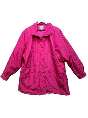 Vintage Cambridge Women's Snap Front Jacket Size M Pink Drawstring Waist